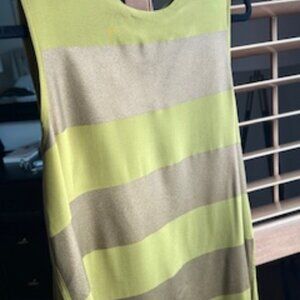 Cynthia Rowley Sleeveless Dress| Olive Green & Metallic Stripe | Size M
